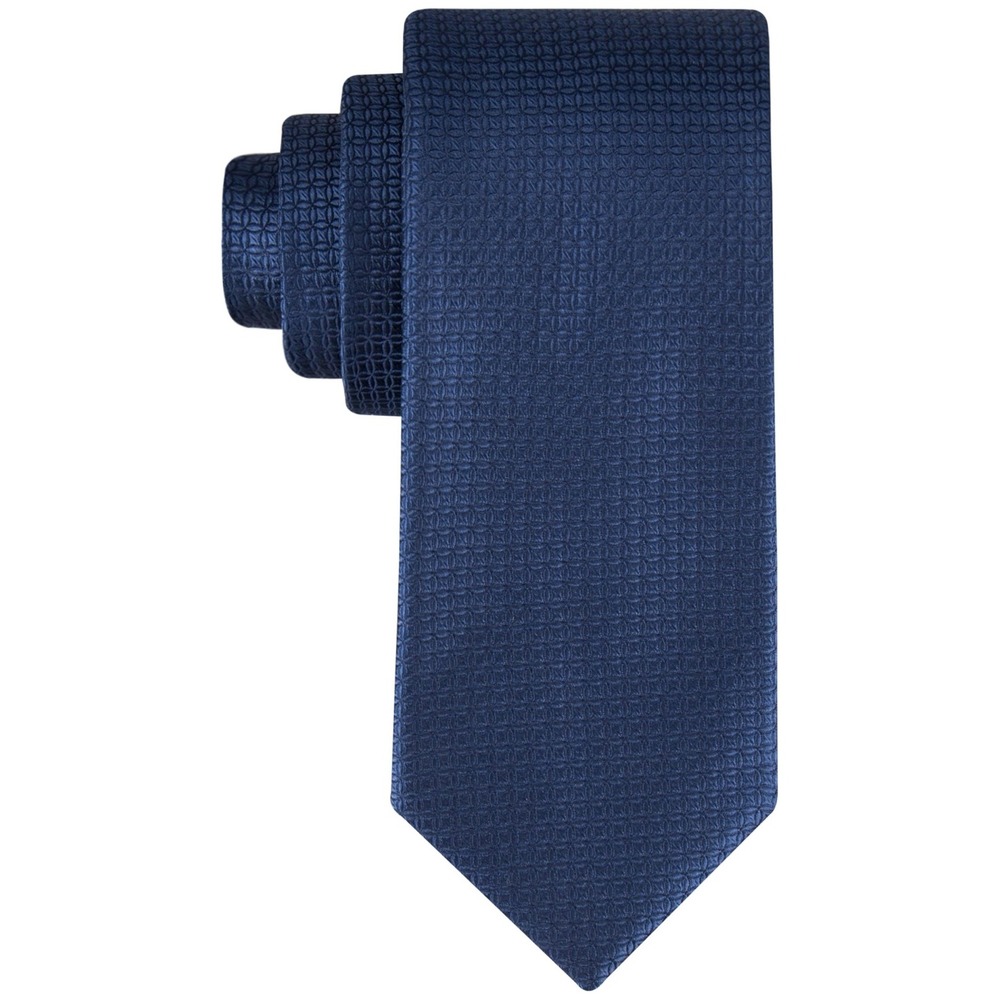 Calvin Klein Tie Men's Blue Necktie Silk Blend Blue Patterned Business Formal‎